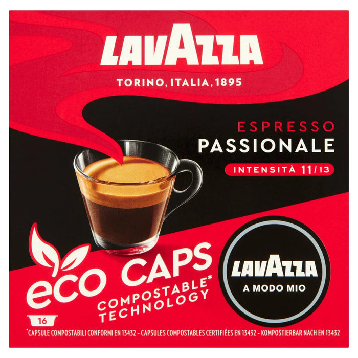 Lavazza a modo mio Eco Caps Kompostierbare Passions -Kaffeekapseln 16 pro Packung