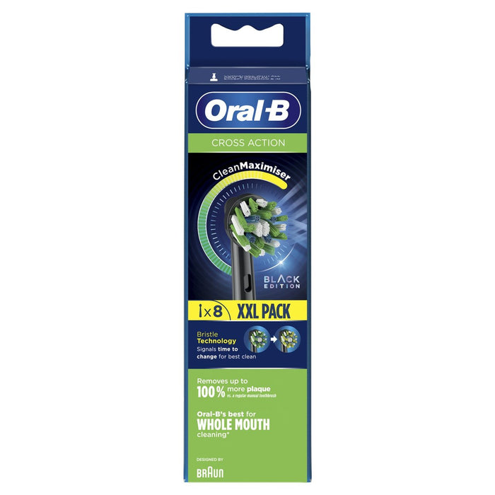 Cabezales de cepillo de dientes de crossaction b oral B negros 8 por paquete
