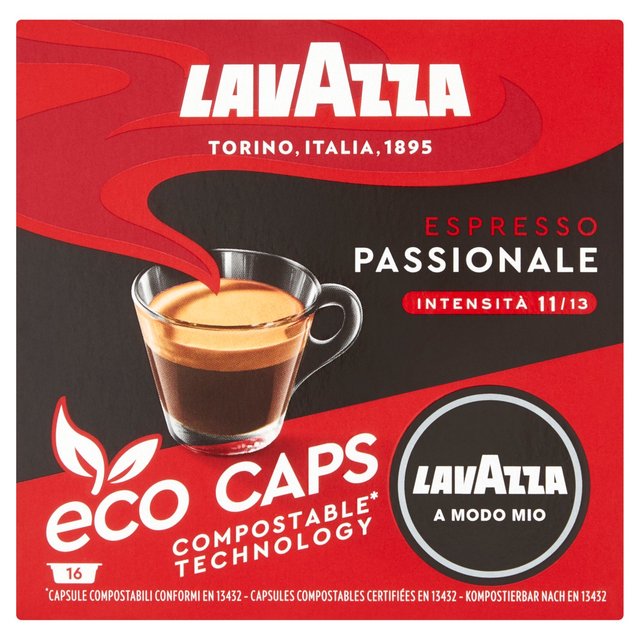 كبسولات قهوة Lavazza A Modo Mio Eco Caps القابلة للتحلل، 16 كبسولة في كل عبوة