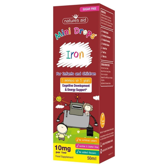 Natures Aid Infant's & Kid's Iron Mini Drops 10mg 3mnths - 5yrs 50ml