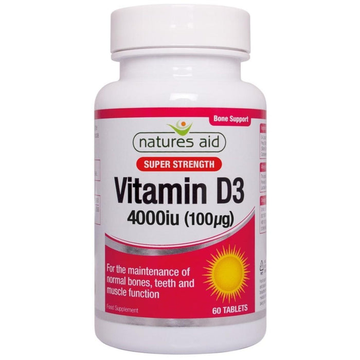 Natures ayuda a superfuerza vitamina D3 tabletas 4000iu 60 por paquete