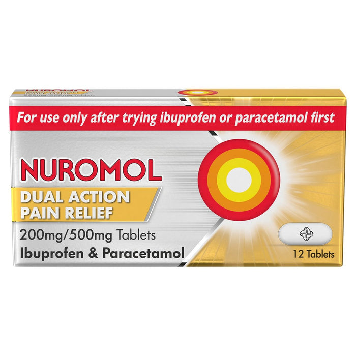 أقراص نورومول مزدوجة المفعول لتخفيف الآلام، إيبوبروفين وباراسيتامول، 12 في كل عبوة