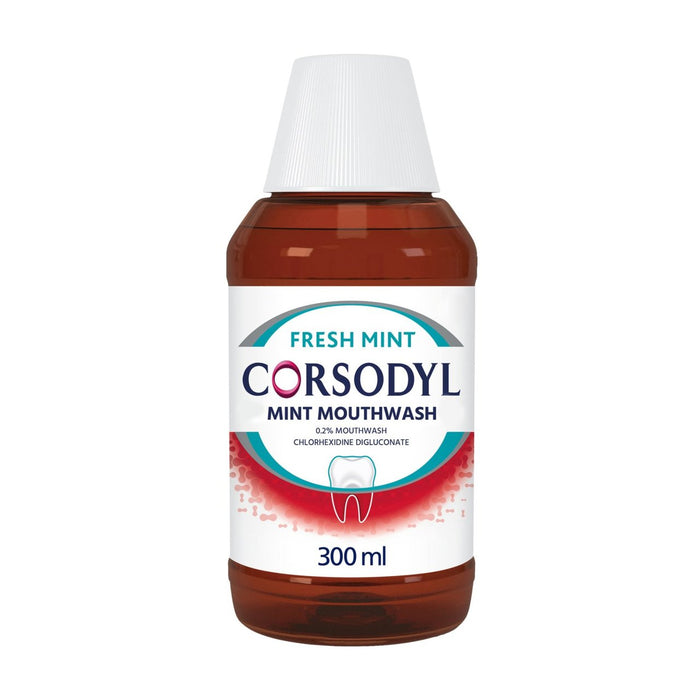 Corsodyl Médicaments, rince de bouche antibactérien, menthe 300 ml