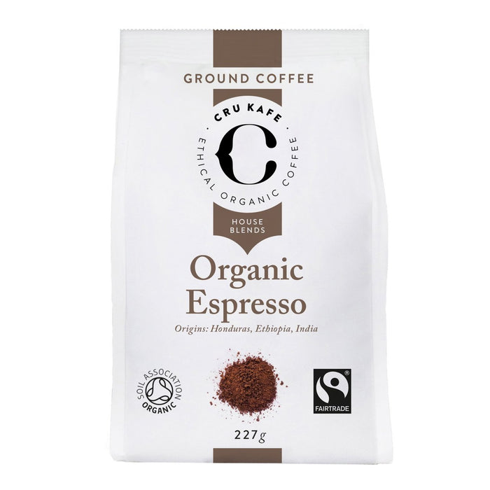 CRU Kafe قهوة اسبريسو عضوية مطحونة وفق معايير التجارة العادلة 227 جم