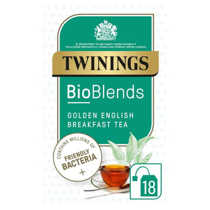 Twinings Bioblends شاي الإفطار الإنجليزي الذهبي مع البكتيريا الصديقة، 18 لكل عبوة