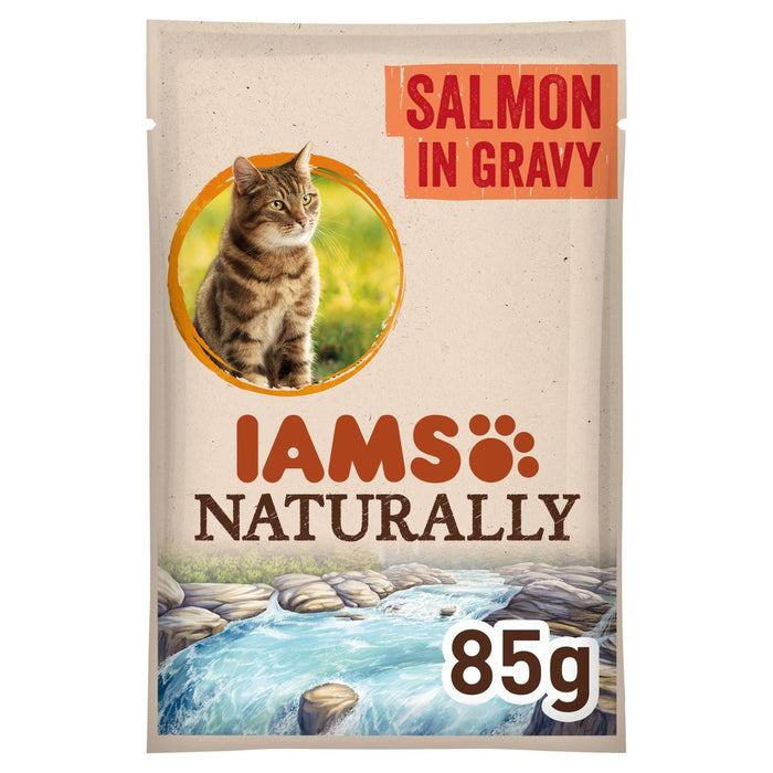 IAMS Naturellement de poche de chat adulte avec du saumon 85g