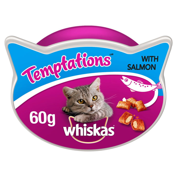 Whiskas Temptations Adult 1+ Golosinas para Gatos con Salmón 60g 