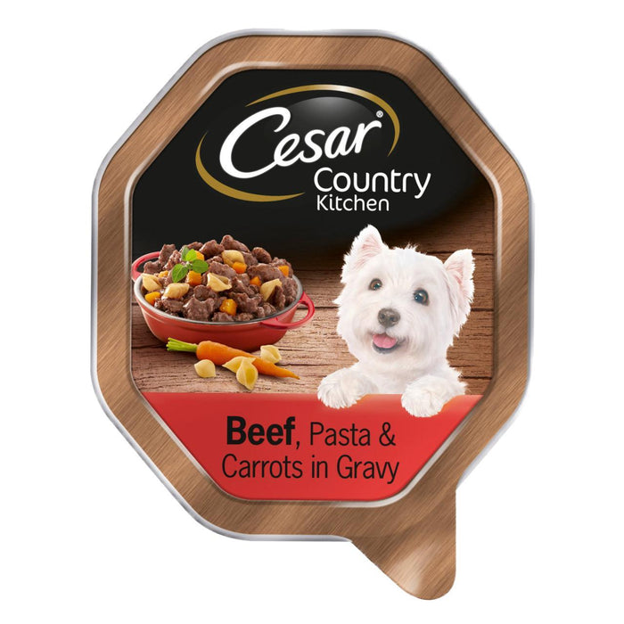 César Country Kitchen para adultos Bandeja para perros húmedos Bandeja de comida y pasta en salsa 150G