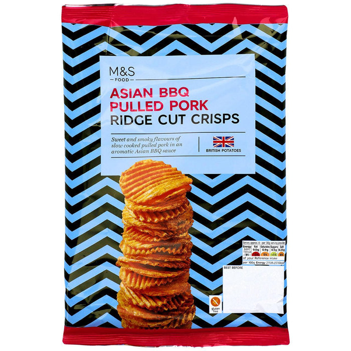 M&S Asian BBQ Pulled Pork Ridge Cut Crisps 135g